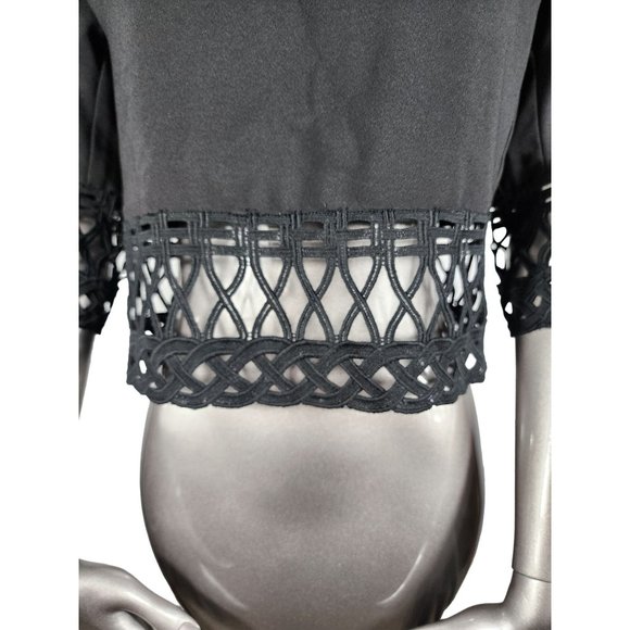 Jonathan Simkhai Black Cutout Crochet Blouse Top Small - Picture 3 of 7
